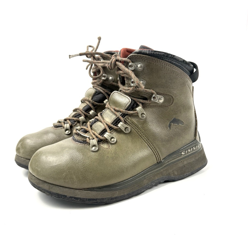 Simms Freestone Wading Boots Size 9 Green Vibram Sole Fly Fishing River Fish